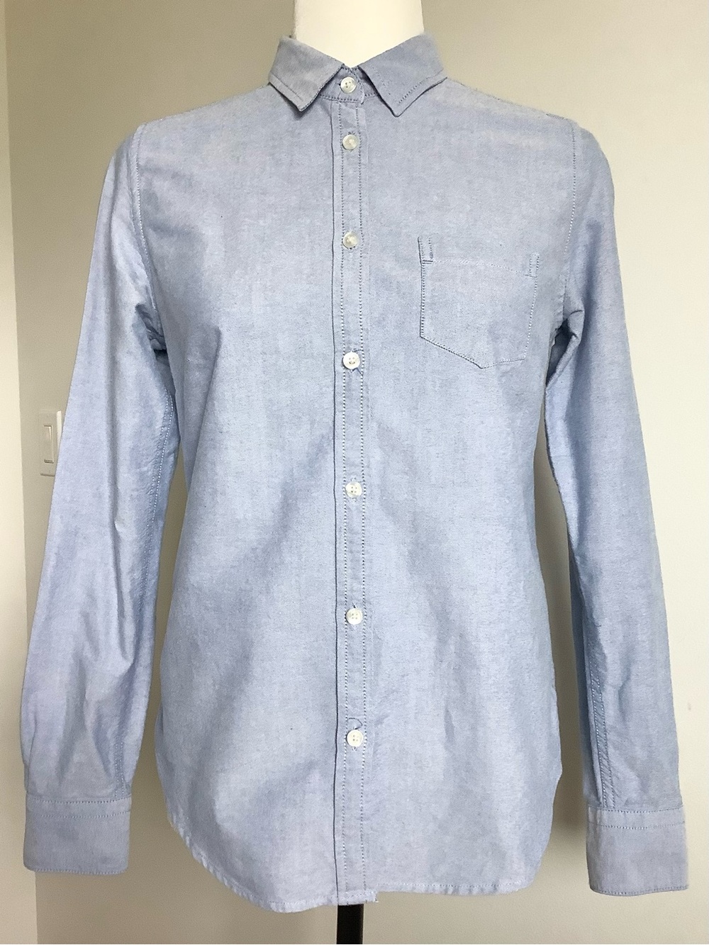 American Eagle Women’s Classic Light Blue Button-Up Shirt Western Office Sz.S